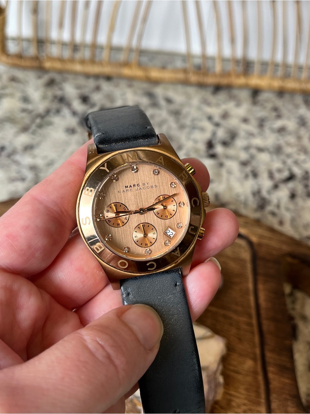 Marc Jacobs Rose Gold-Tone Watch with Black Leather Strap - Picture 3 of 9
